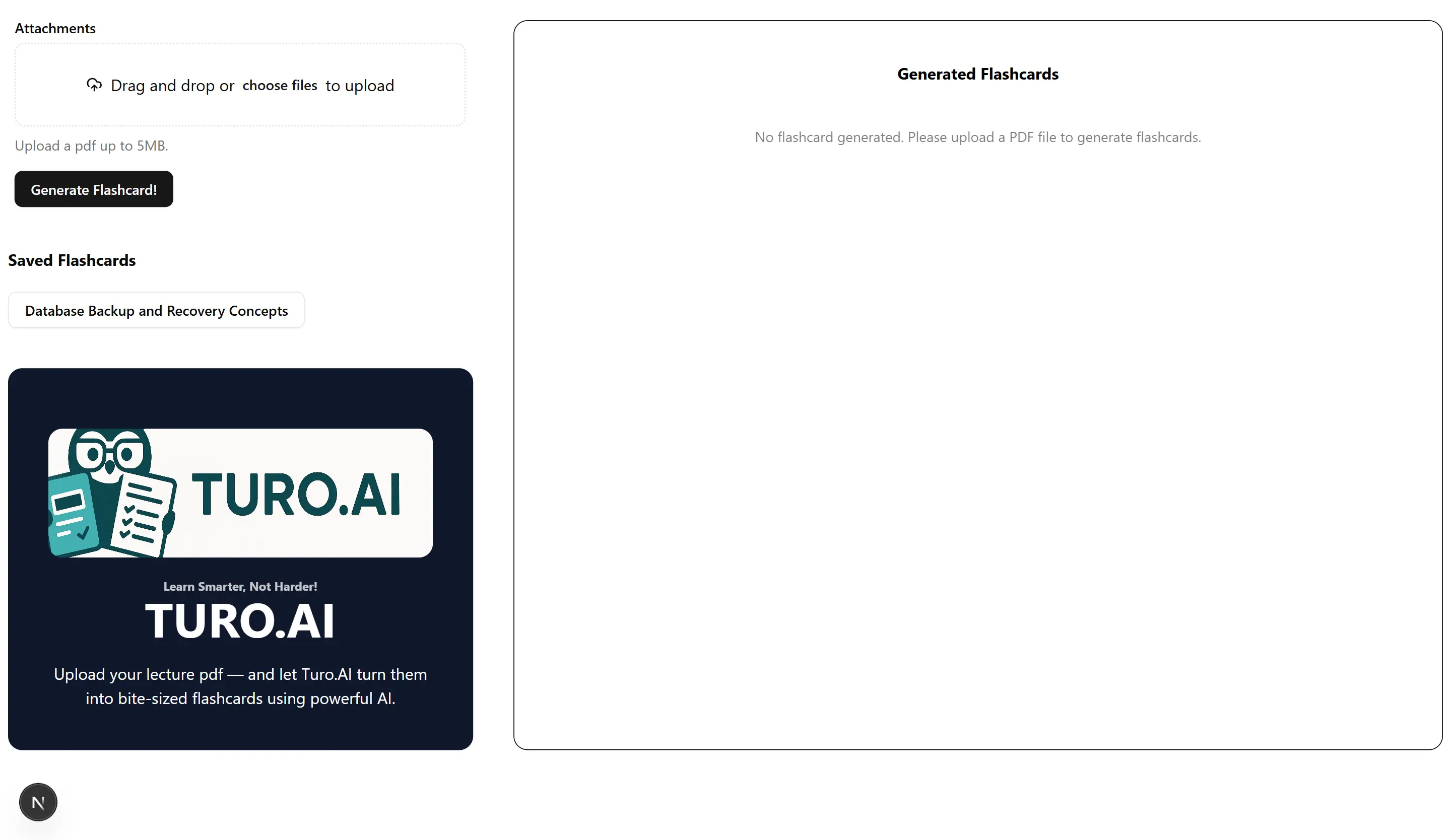 TuroAI - AI Powered Study Flashcards