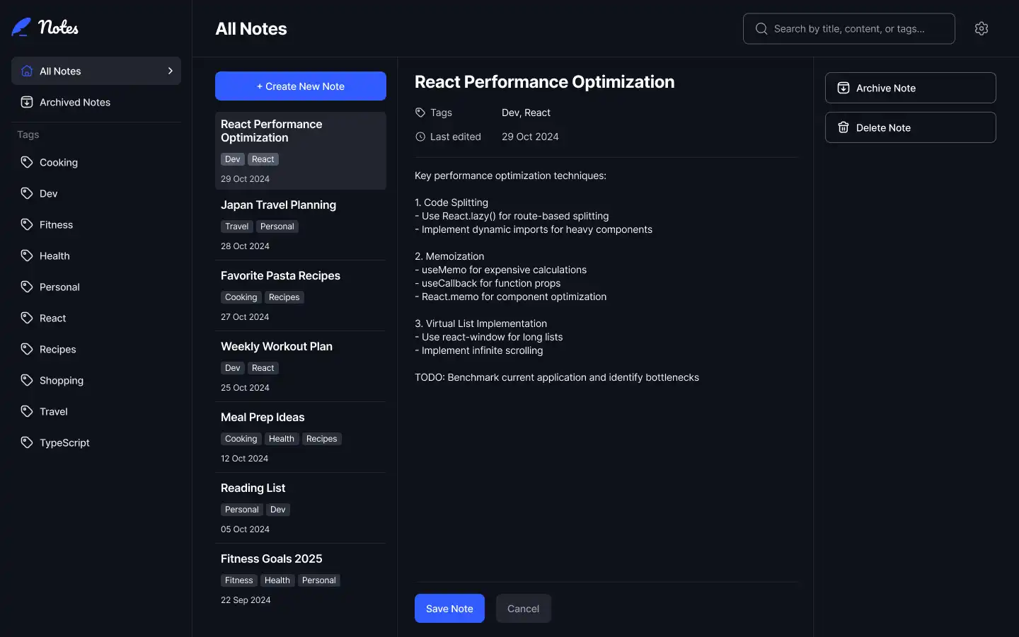 Note Taking Application
