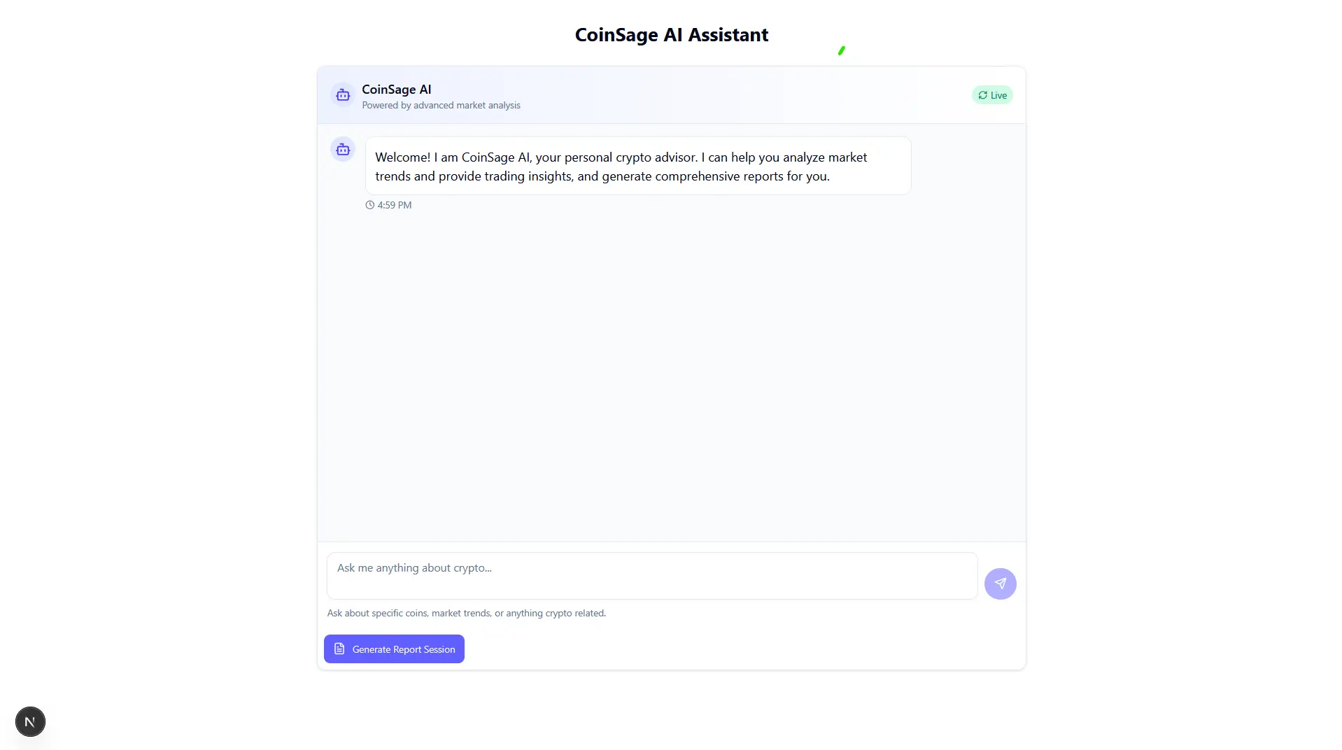 CoinSage AI - Intelligent Cryptocurrency Assistant