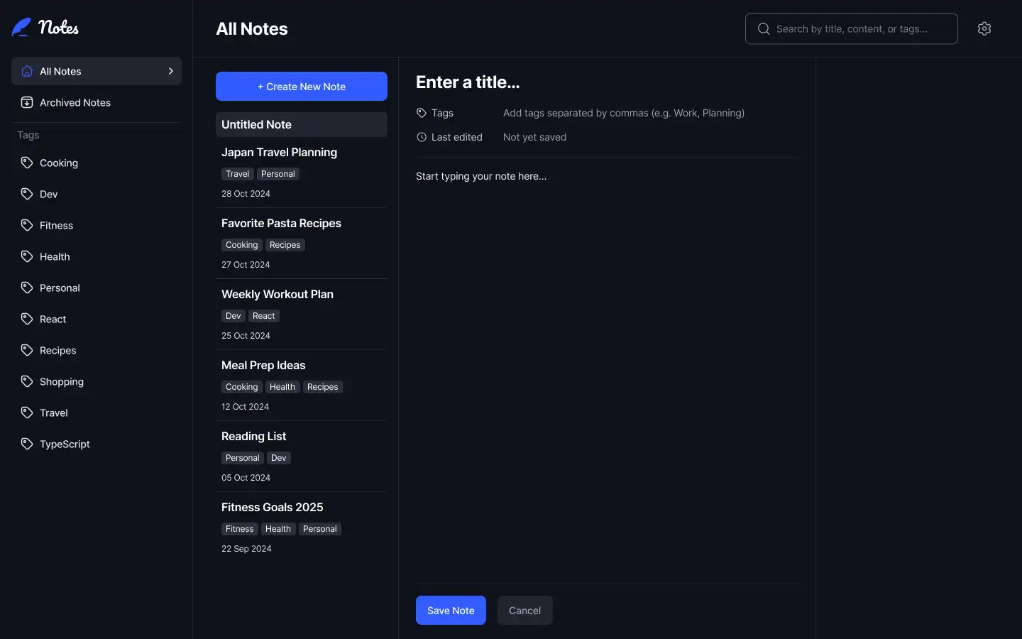 Note Taking Application