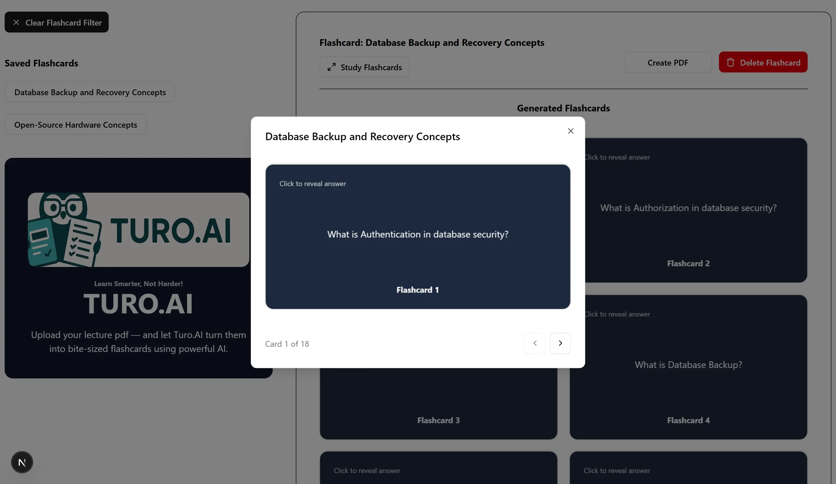 TuroAI - AI Powered Study Flashcards