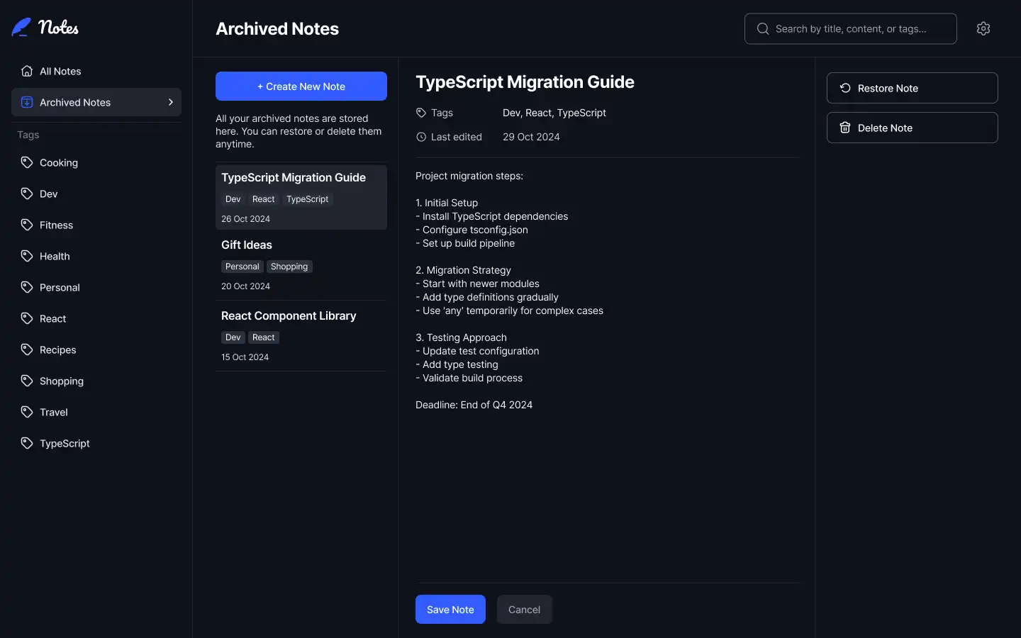 Note Taking Application