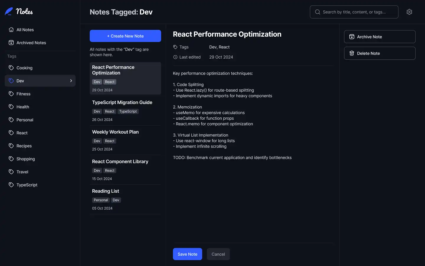 Note Taking Application