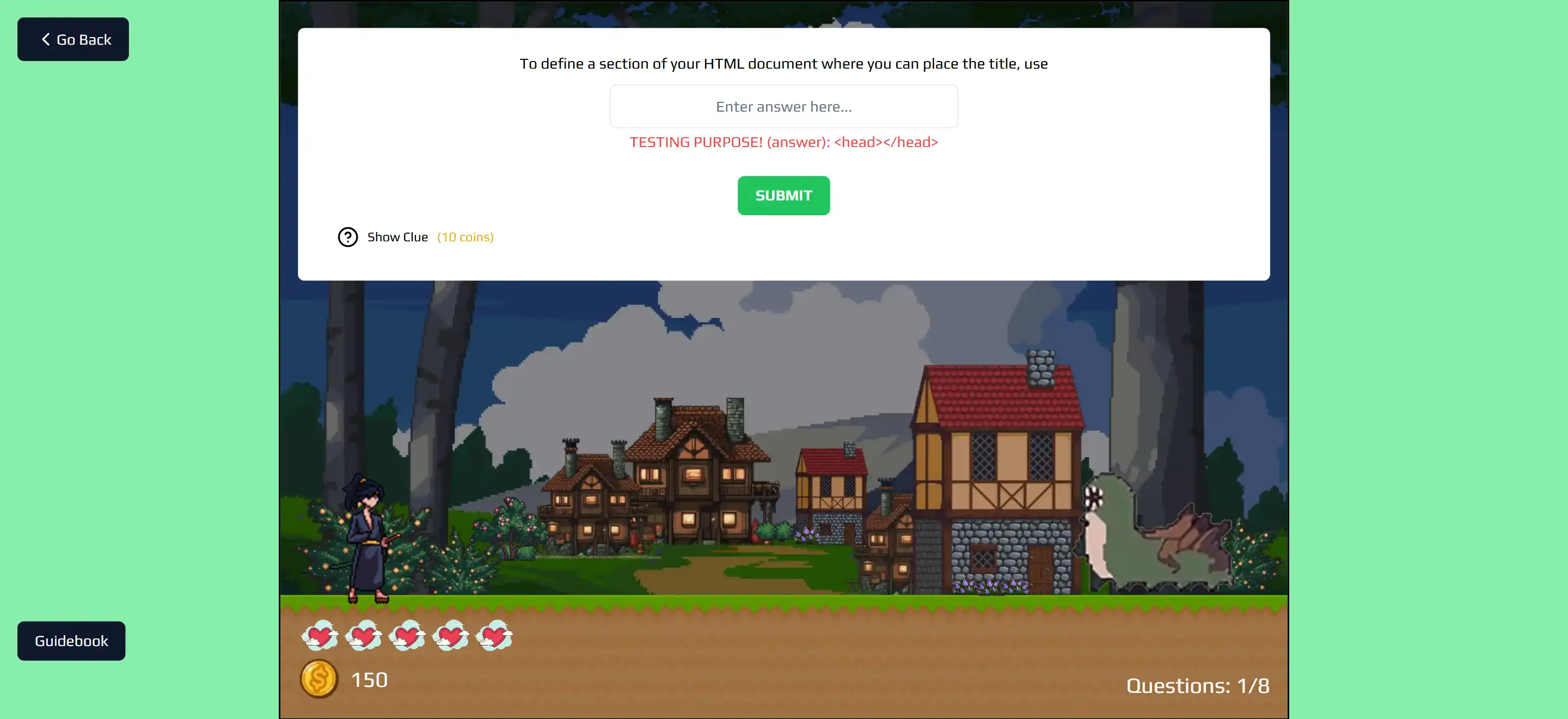 Ctrl + Alt + Learn: A web based 2D gamified learning platform