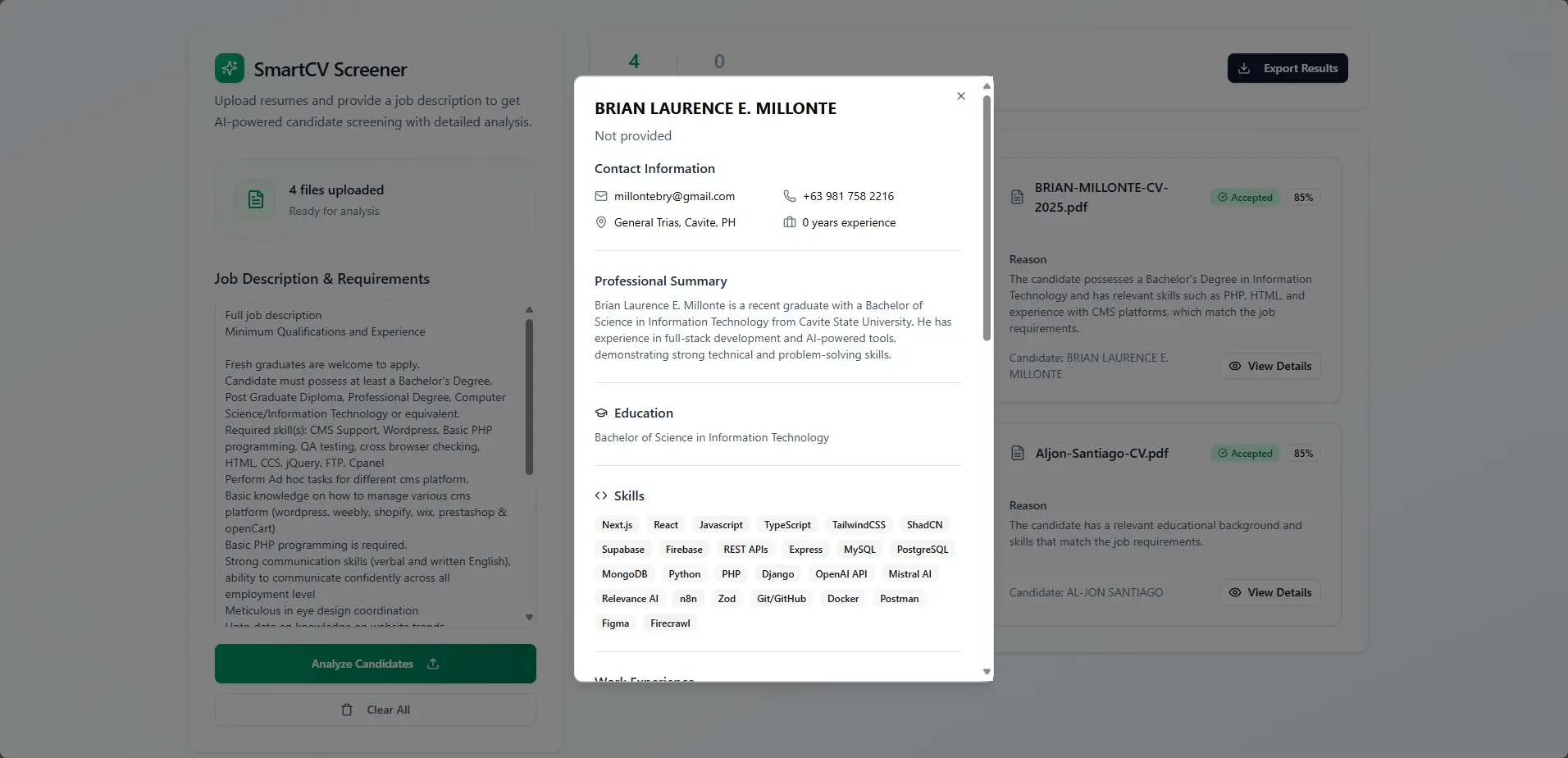 SmartCV Screener – AI Resume Screening for Recruiters