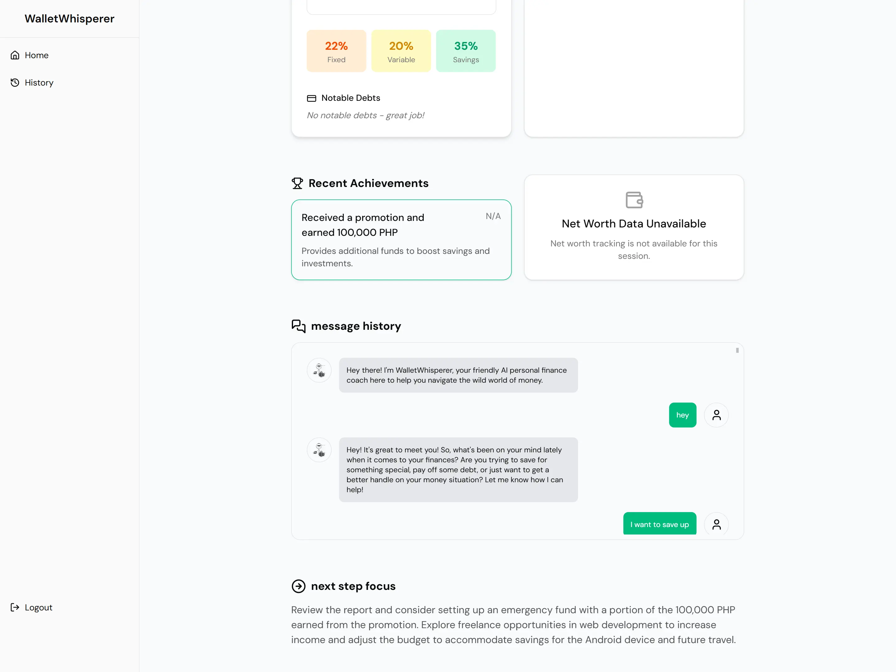 WalletWhisperer - AI-Powered Personal Finance Coach
